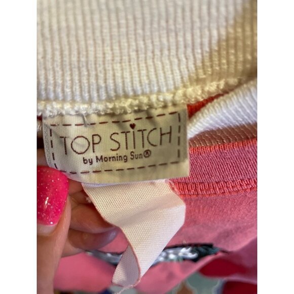 Vintage 90s Flower Embroidered Top Stitch Pink Pullover Sweatshirt Top - Picture 5 of 9